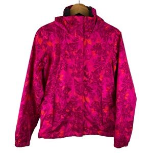 North Face Rain Jacket Women's Small Hot Pink Orange Floral Hiking Gorpcore
